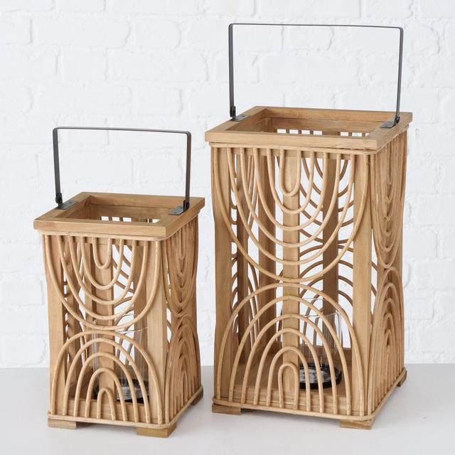 Set 2 felinare  din lemn Raimo