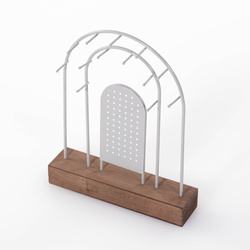 Suport de bijuterii metalic, baza din lemn, 18 x 4,5 cm