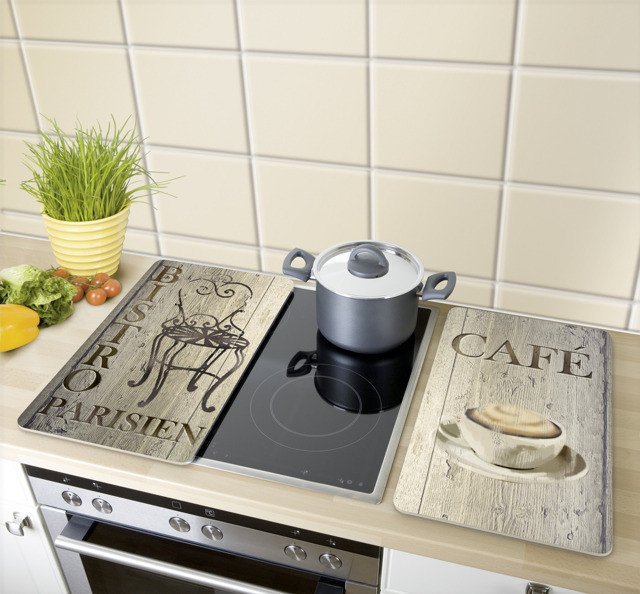 Plăci de protecție din sticlă pentru aragaz, CAFE BISTRO - 2 bucăți, WENKO, bistro