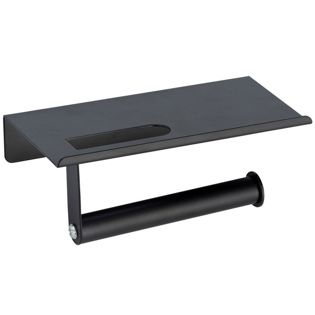 Suport pentru role de toaletă Allstar cu raft mobil negru