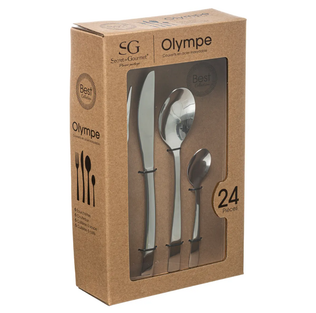 Set de tacâmuri pentru 6 persoane OLYMPE, din oțel inoxidabil