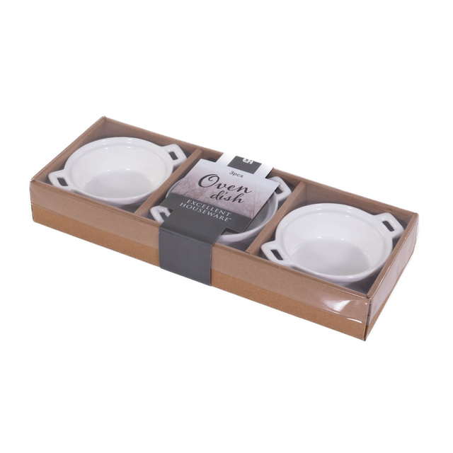 Vase de copt din portelan, 3 bucati, rotunde