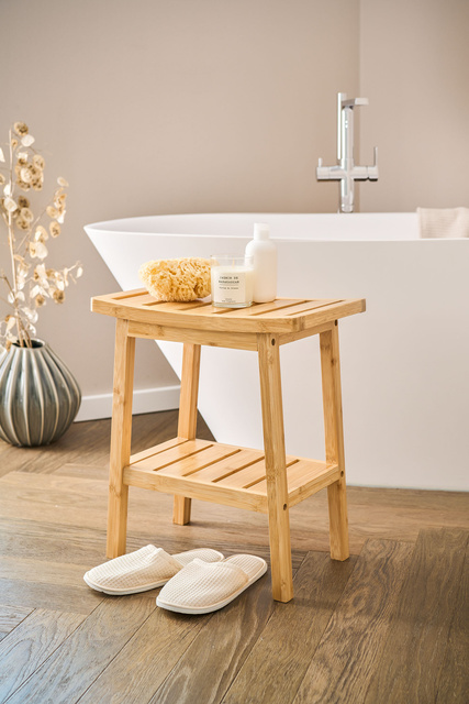 Taburet de baie cu raft, 40 x 25 x 46 cm