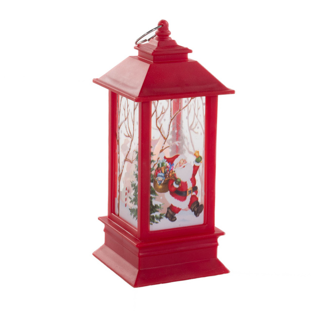 Felinar LED metalic cu motiv de Craciun