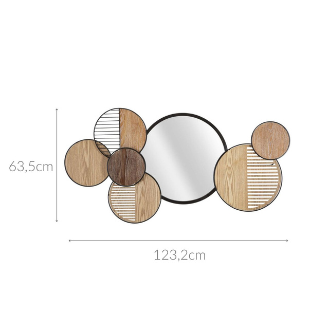 Decor de perete cu oglinda si elemente din lemn, 123,2 x 63,5 cm