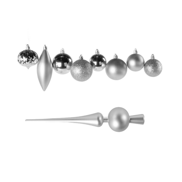 Set de globuri de diferite forme cu vârf pentru brad, 19 buc.