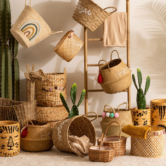 ANIMALS coșuri din bambus, 3 dimensiuni, cu imprimeu animal