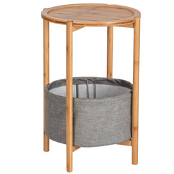 Masă BAHARI, bambus, cu coș din stofă pentru depozitare, rotunda, Wenko