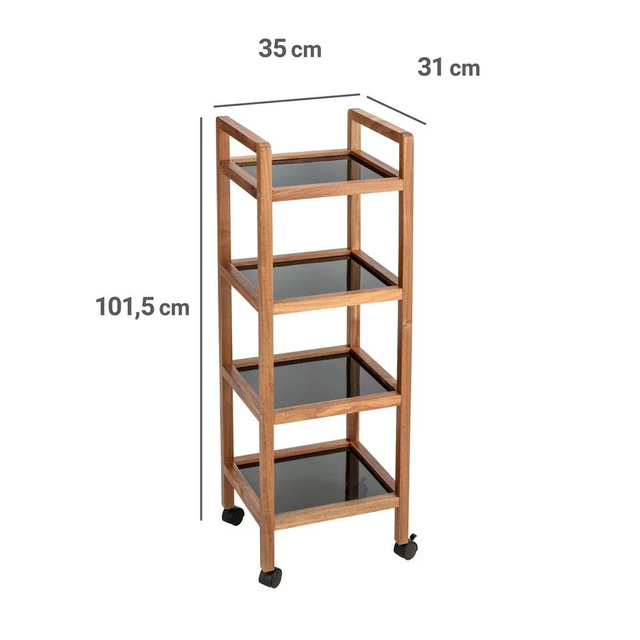 Etajeră mobilă din lemn de salcâm FONDI, 4 niveluri, înălțime 101,5 cm