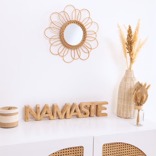 Oglindă decorativă într-o ramă de răchită, Ø 38 cm