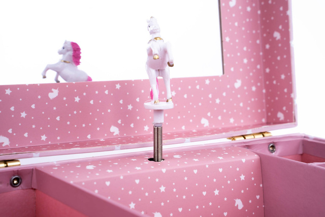 Cutie de bijuterii muzicala cu oglindă,Roz