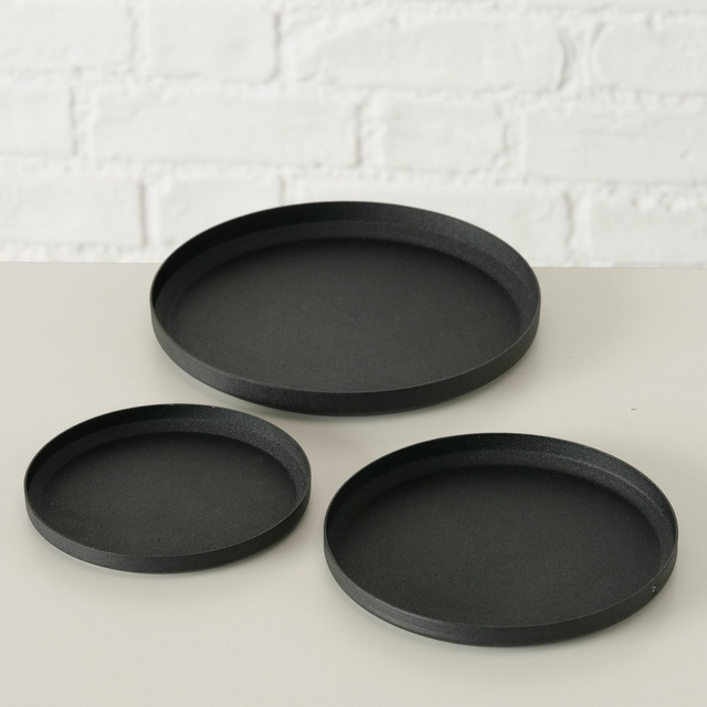 Suporturi de lumanari Mio, set 3 buc, mat negru