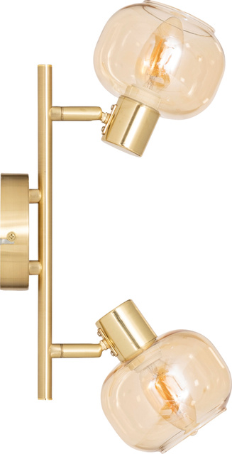 Lămpi de tavan PILLA, aurii și cu abajururi din sticlă, 2 puncte.