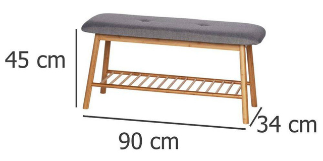 Bancă de hol cu raft pentru pantofi BAHARI, bambus, WENKO