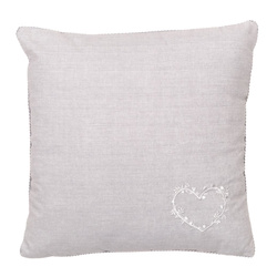 Perna decorativă pentru salon CONSTANCE, inimioară brodată, bumbac, 40 x 40 cm