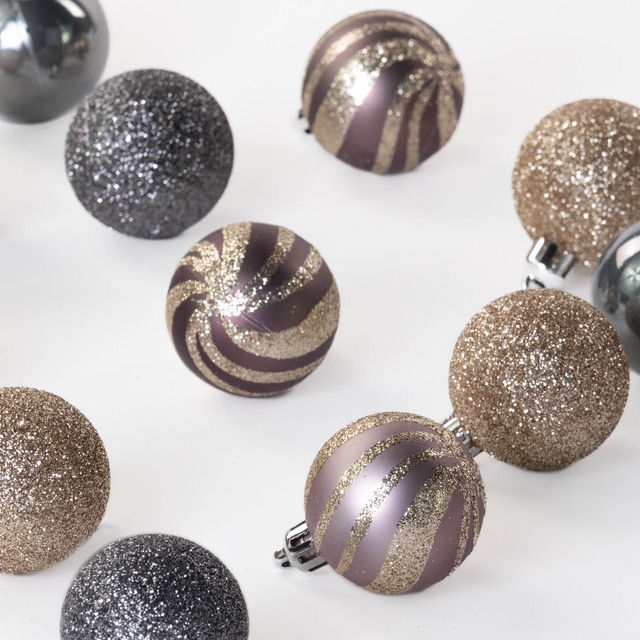 Globuri multicolore cu diferite finisaje, Ø 4 cm, 12 buc.