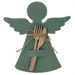 Buzunar din fetru pentru tacâmuri în formă de îngeraș, 22 x 20 cm, verde