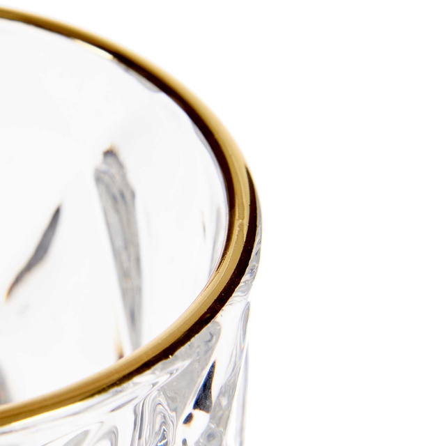 Set 6 pahare pentru apă cu margine aurie, 254 ml