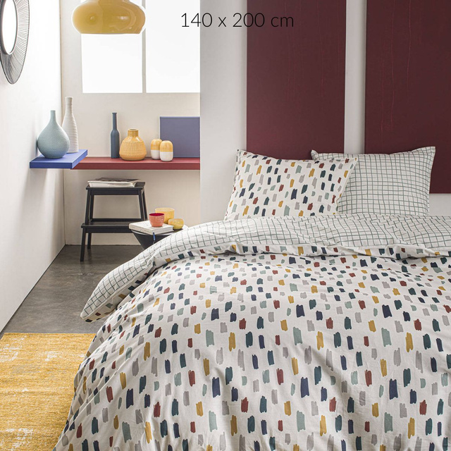 Lenjerie de pat din bumbac COLORFUL DOTS, reversibila