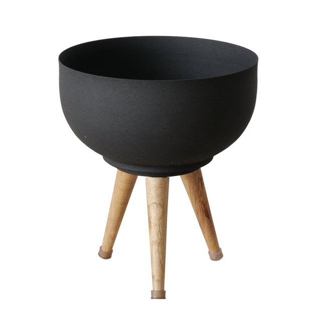 Set 3 ghivece pentru flori din metal Topco, negru