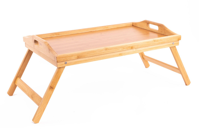 Mese de mic dejun, tavă din bambus cu picioare, 50x30 cm