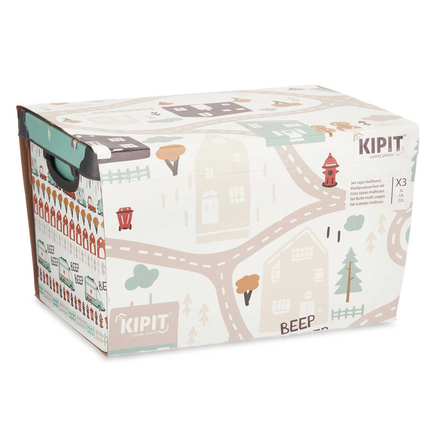 Set de cutii pentru jucării cu capace WELCOME, 3 bucăți