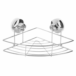 Raft pentru baie, suspendat cu ventuze, otel cromat, coltar