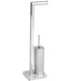 Perie WC cu suport hartie igienica Onyx, Argintiu, 73x22x20 cm, WENKO