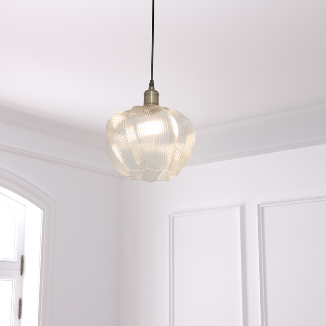 Lampa suspendată cu abajur din sticlă PHYLAS floare, Ø 27,5 cm