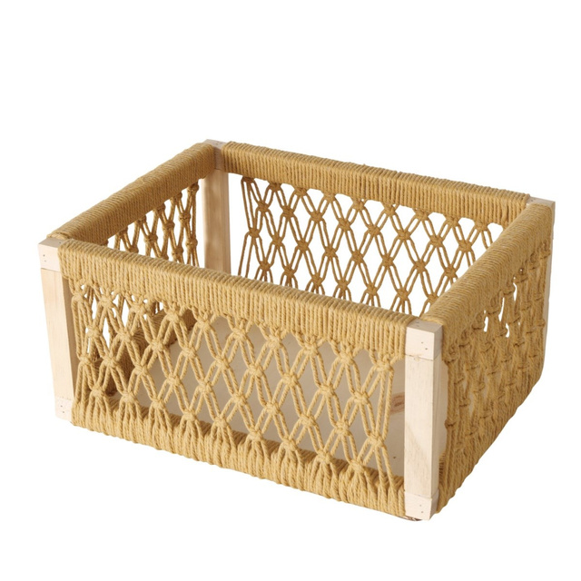 Cutii din lemn Winny cu impletitura decorativa, 3 bucati