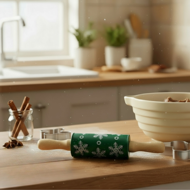 Set de copt pentru copii TIVOLA, sucitor mini cu model de fulgi de zăpadă + 3 forme, model 3