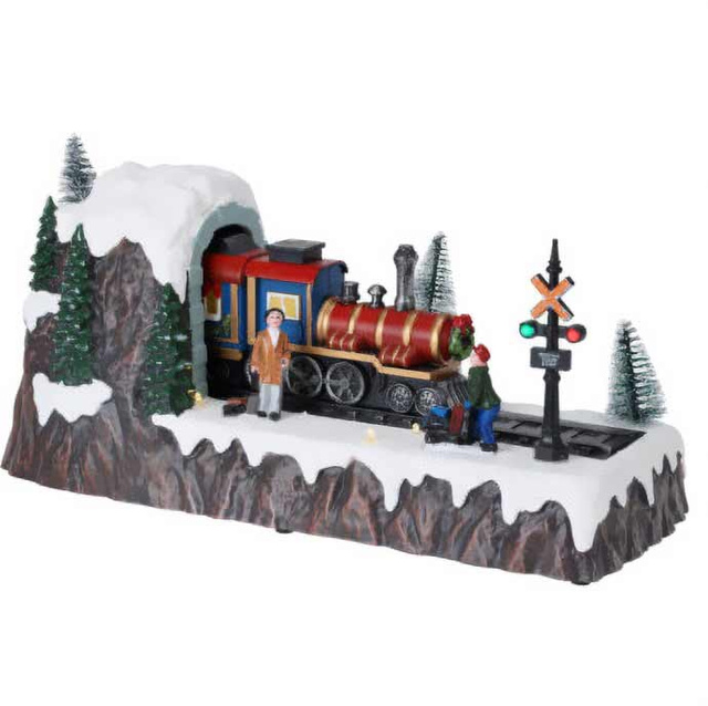 Scenă de Crăciun mobilă cu tren.
