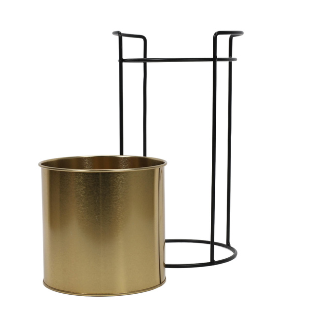 Ghiveci din metal auriu cu suport, înălțime 31 cm