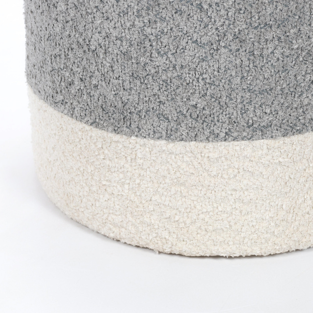 Puf rotund tapițat în două culori boucle, Ø 35 x 34 cm