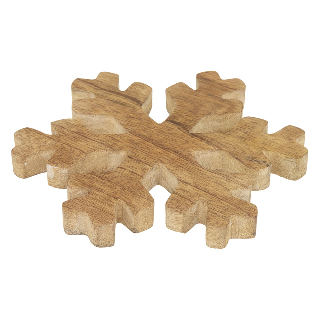 Coaster din lemn în formă de fulg de nea, Ø 19 cm
