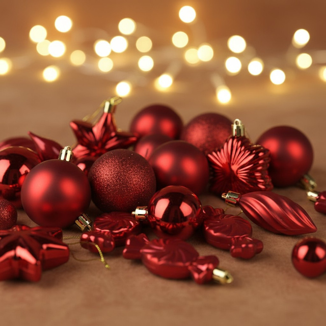 Set de ornamente pentru brad, forme și dimensiuni diferite, 32 de bucăți.