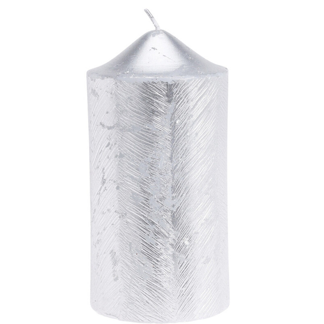 Lumânare decorativă cu model metalic, 7 x 14 cm