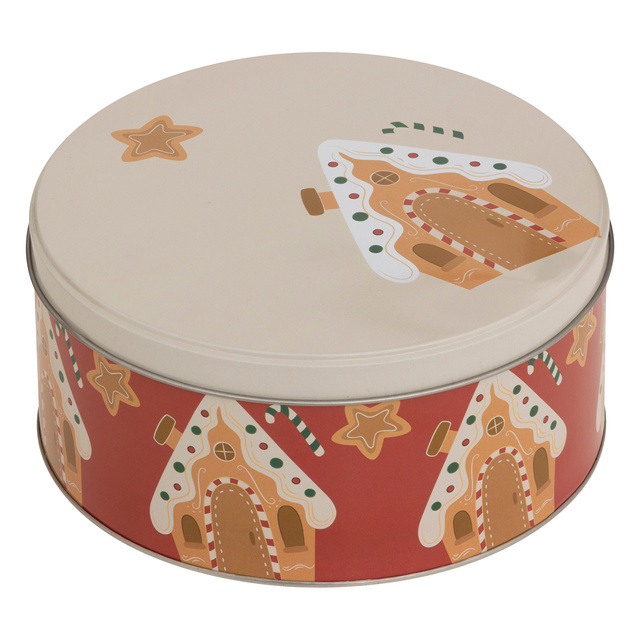 Recipient rotund pentru biscuiți, metal, 3 bucăți, roșu