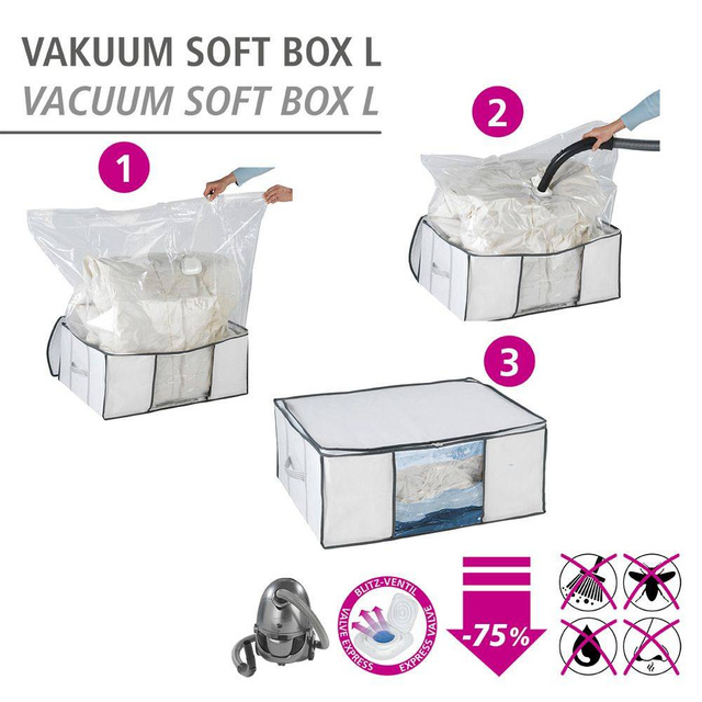 Husă pentru lenjerie de pat, haine SOFT + sac vacuum, dimensiune L, WENKO
