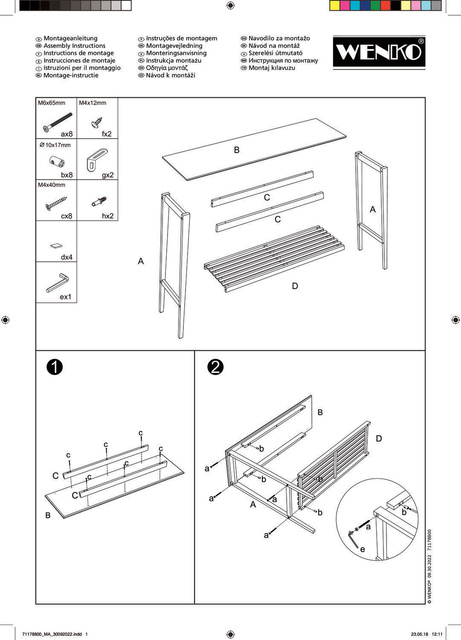 Consolă din bambus cu poliță, 80 x 76 x 30 cm, Kona, WENKO