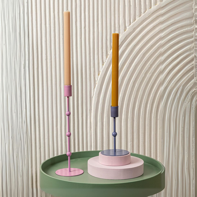 Suporturi de lumanari metalice Kimberly, set 3bucati, culori pastelate