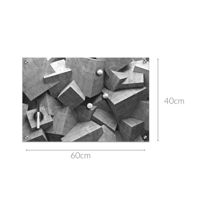 Tabla magnetica din sticla, Gri, 60x40 cm, Zeller