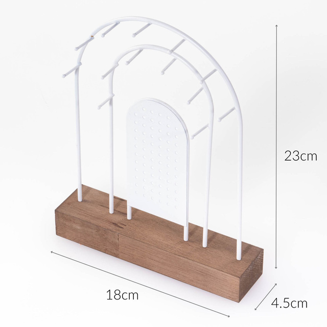 Suport de bijuterii metalic, baza din lemn, 18 x 4,5 cm