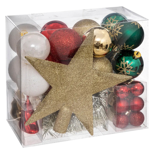 Set decoratiuni de Craciun in diferite culori, 44 de elemente