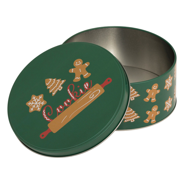 Recipient rotund pentru biscuiți, metal, 3 bucăți, verde