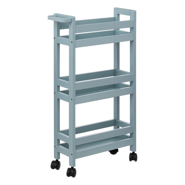 Etajera de baie foarte ingusta cu roti, 3 rafturi, latime de 15 cm