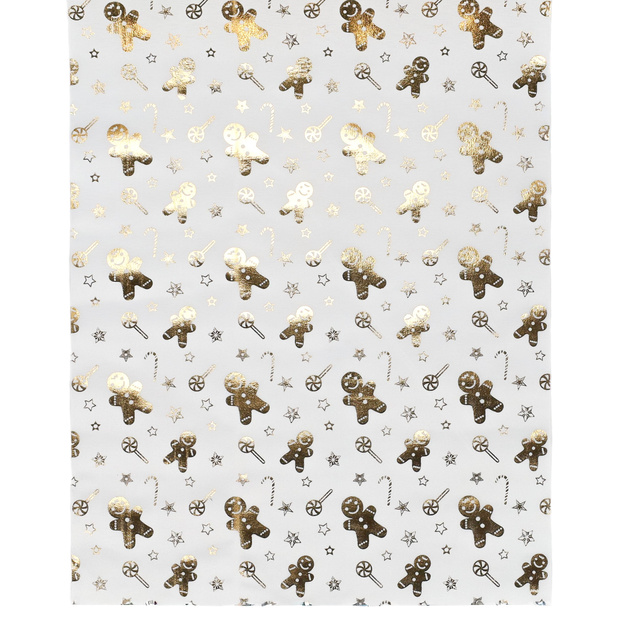 Traversa de masa cu model turta dulce aurie, 28 x 300 cm