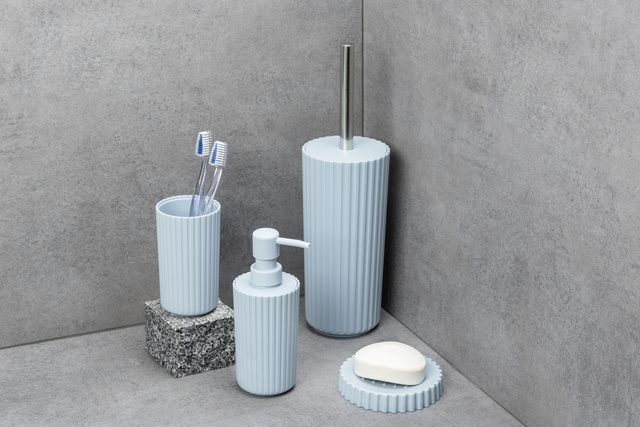 Săvoniera rotunda Minas, plastic, albastru, Ø 11 cm