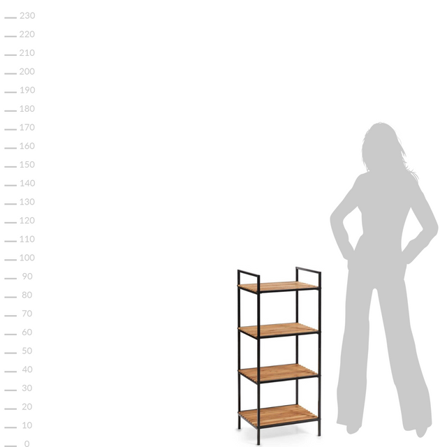 Etajera baie din bambus Zeller, 4 rafturi, Negru/Maro