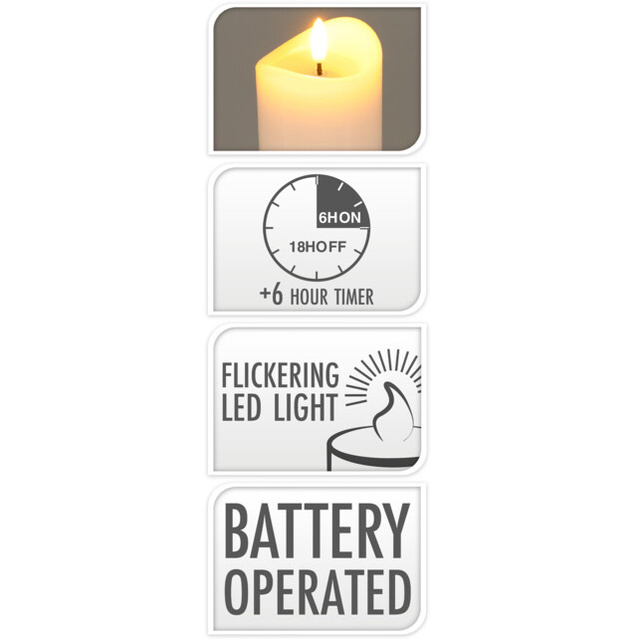 Lumânări din ceară cu flacără LED, 3 buc.